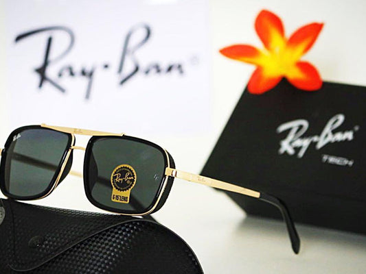 New Stylish Super Hit Black Gold 4413 Square Causal Latest Sunglass For Unisex.