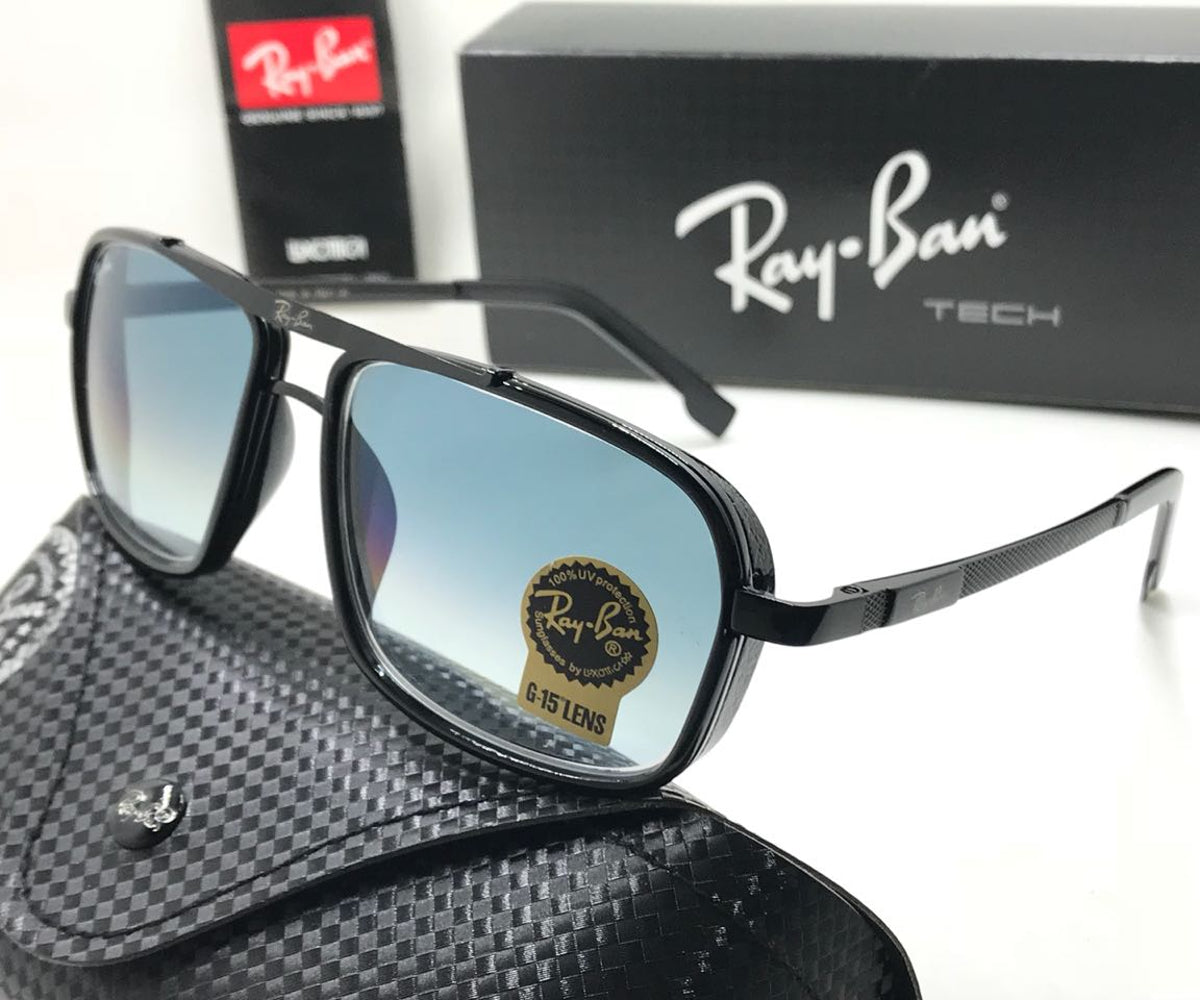 New Stylish Blue Shade & Black 4413 Square Causal Latest Sunglass For Unisex.
